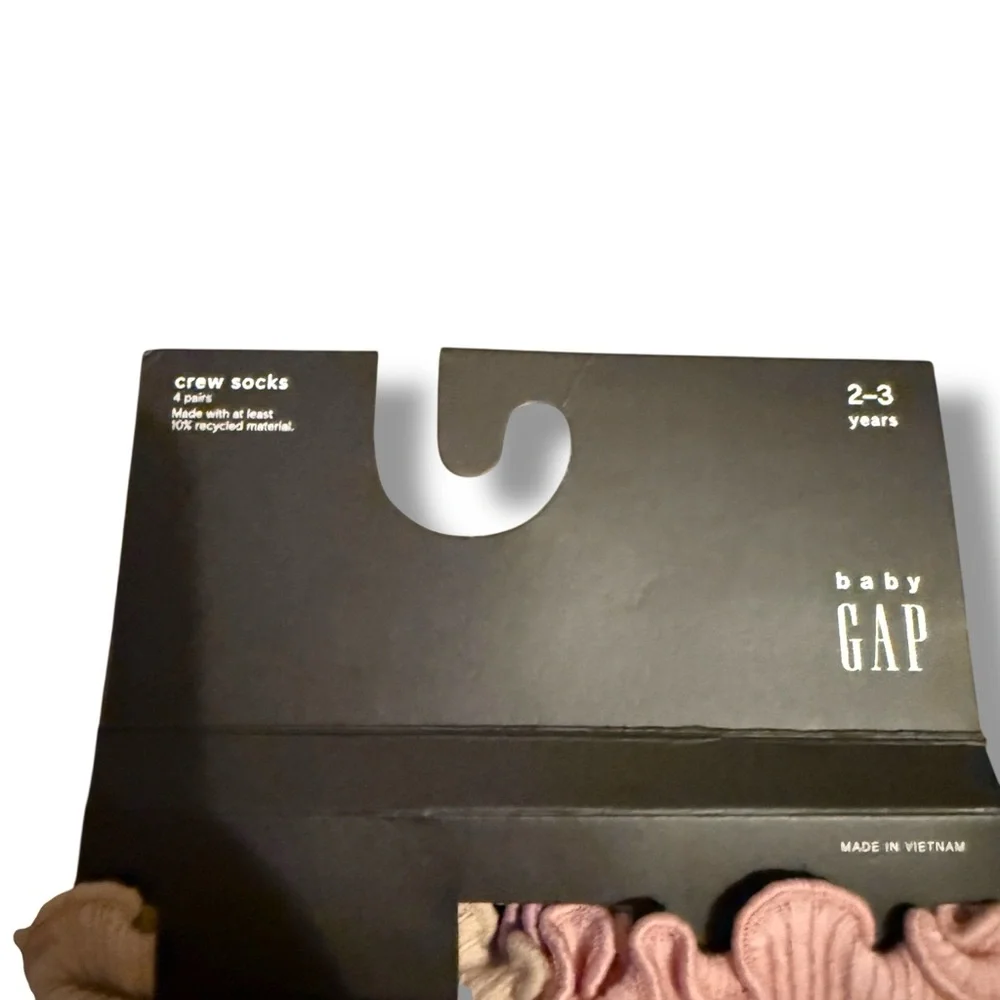 Baby GAP NWT Girls Crew Socks 4-Pack Ruffle Trim‎ Size 2-3Y Ivory Pink Beige